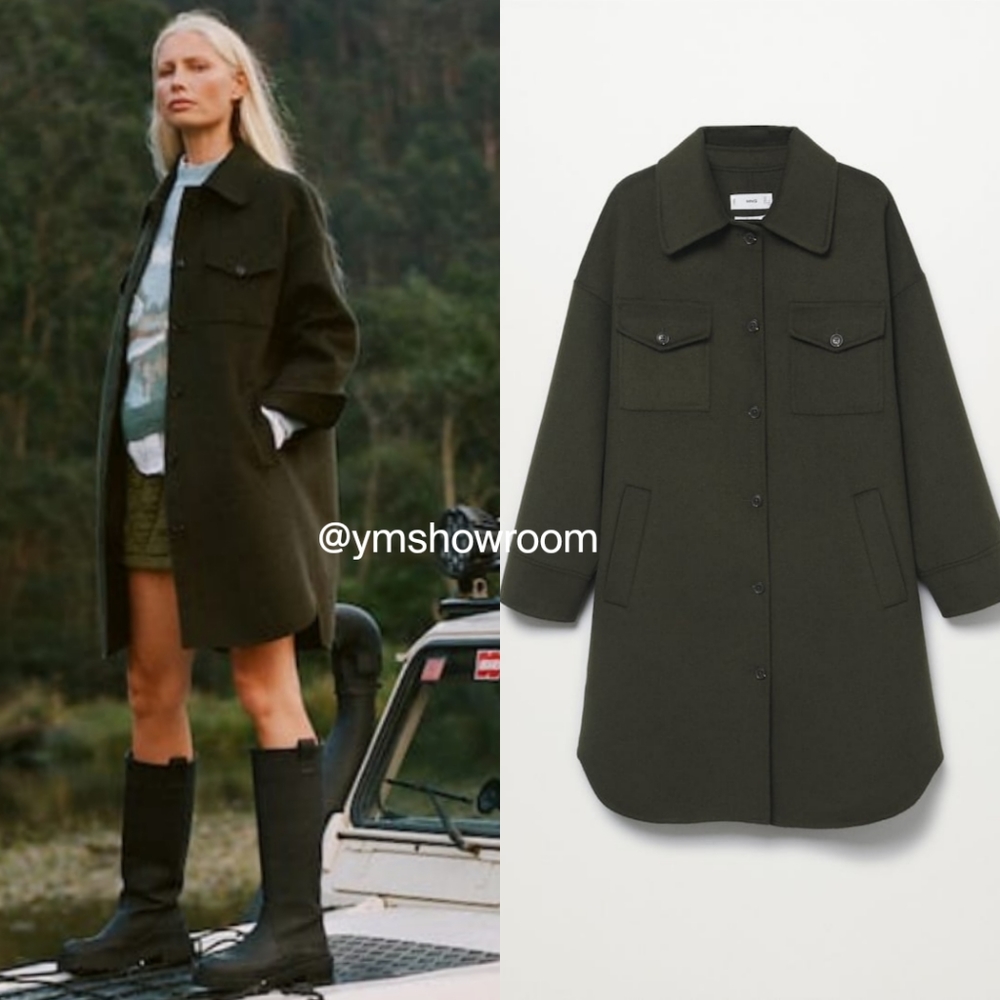 MANGO Wool Blend Overshirt